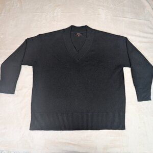 Quince Mongolian Cashmere Oversized V-Neck Sweater Black M Womens